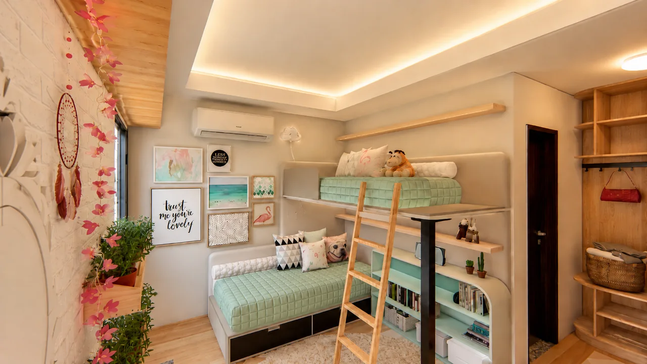 Projeto Quarto das Meninas — vista 3 dos ambientes e detalhes
