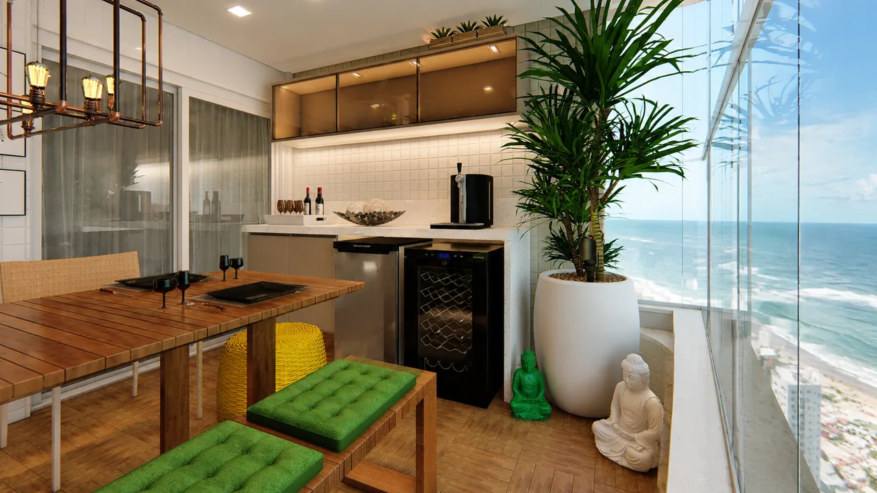 Projeto Varanda Gourmet — vista 2 dos ambientes e detalhes